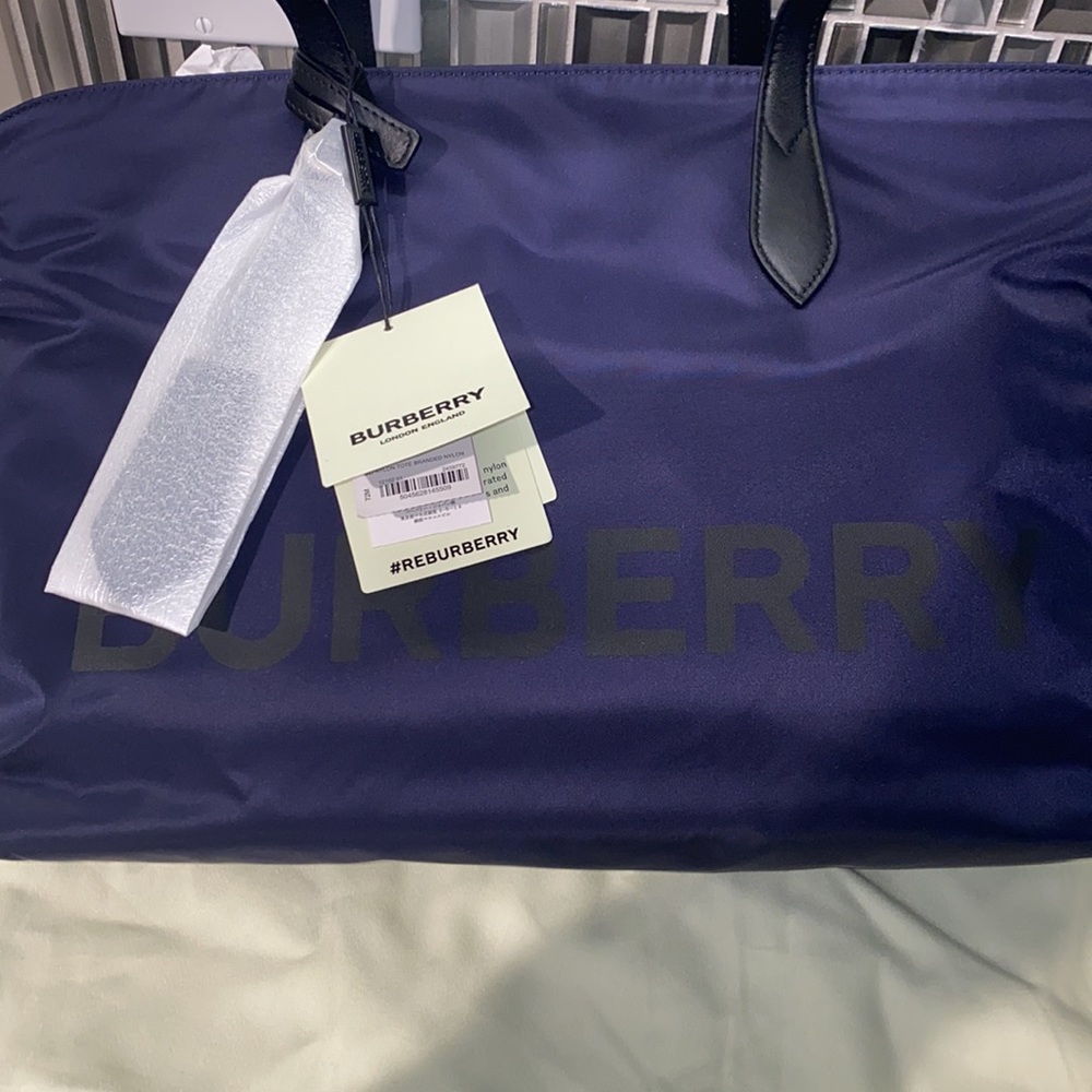 Burberry Logo Print Nylon Tote Bag
